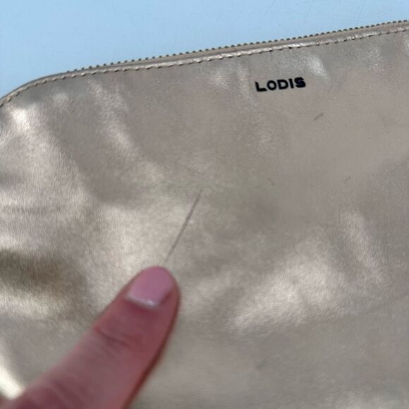 Lodis Rose Gold‎ Metallic Leather Clutch Wristlet Cosmetic Makeup Bag Toiletries - Picture 8 of 15